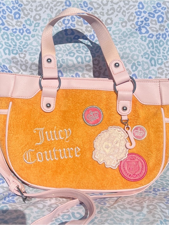 Juicy Couture Handbags - New Pink Orange Juicy Couture Purse Bag Handbag Custom Dyed Mini Tote Terry
